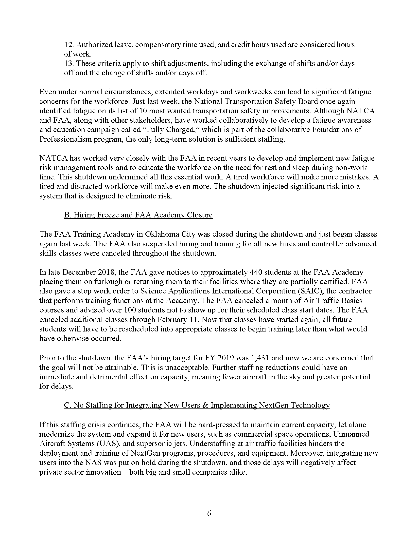 NATCA Paul Rinaldi Written Testimony for TI Aviation Subcommittee Feb 13 2019 FINAL Page 01
