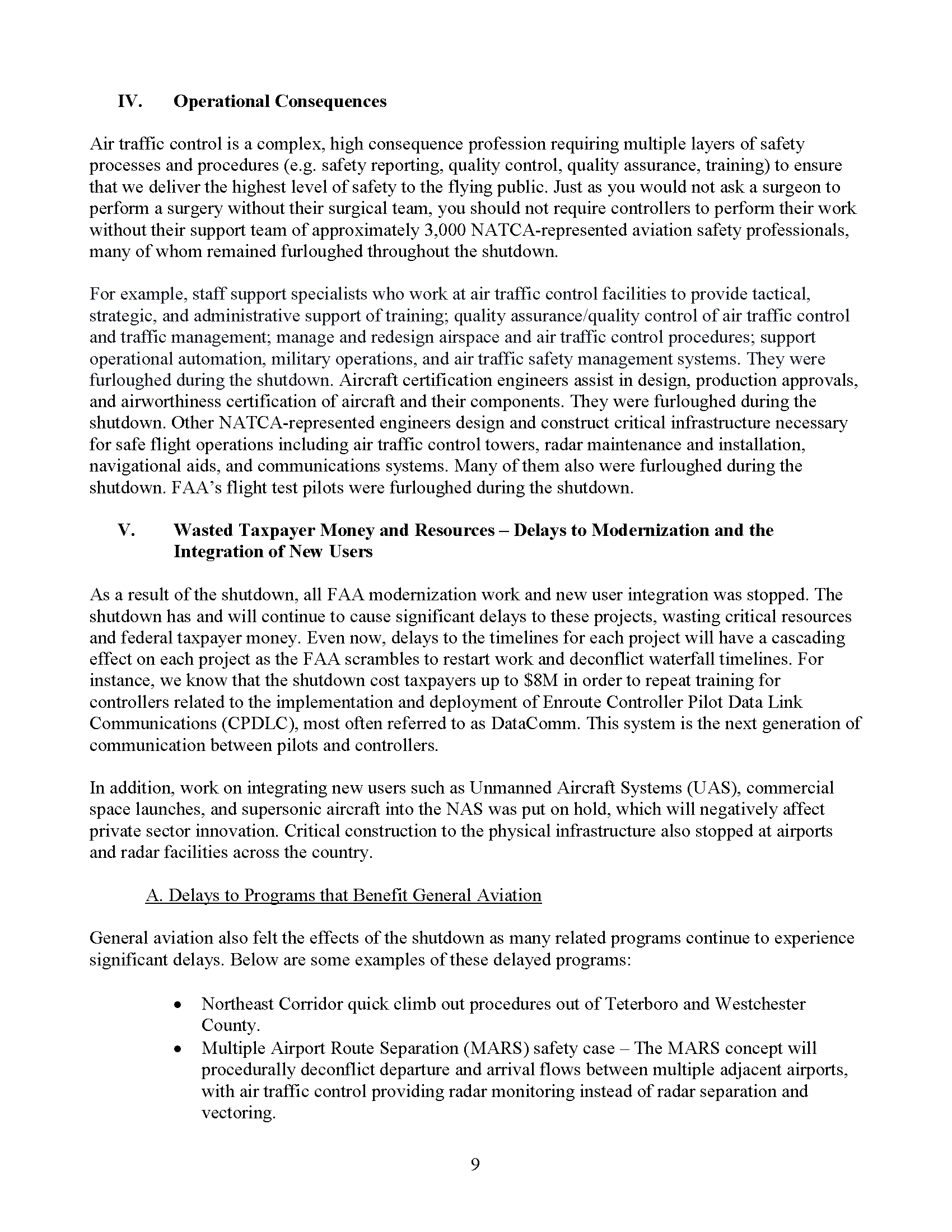 NATCA Paul Rinaldi Written Testimony for TI Aviation Subcommittee Feb 13 2019 FINAL Page 01