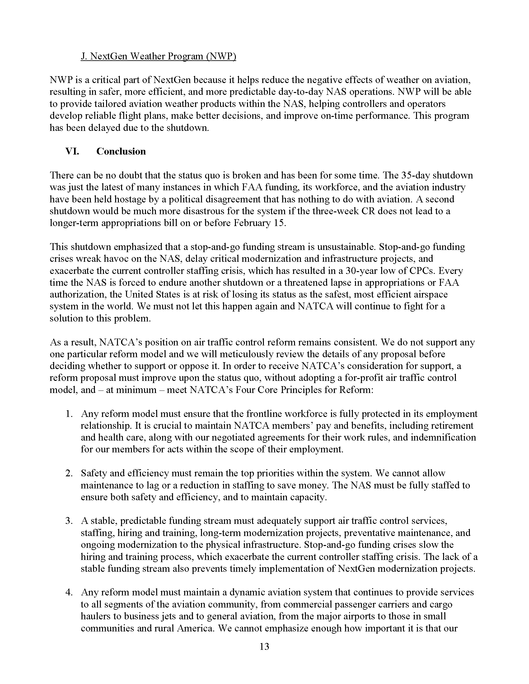 NATCA Paul Rinaldi Written Testimony for TI Aviation Subcommittee Feb 13 2019 FINAL Page 01